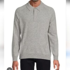 NWT, Magaschoni Gray Cashmere Polo Sweater Sz L